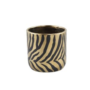 Tirza Gold Black ceramic pot zebra print round XS Woonaccessoires PTMD