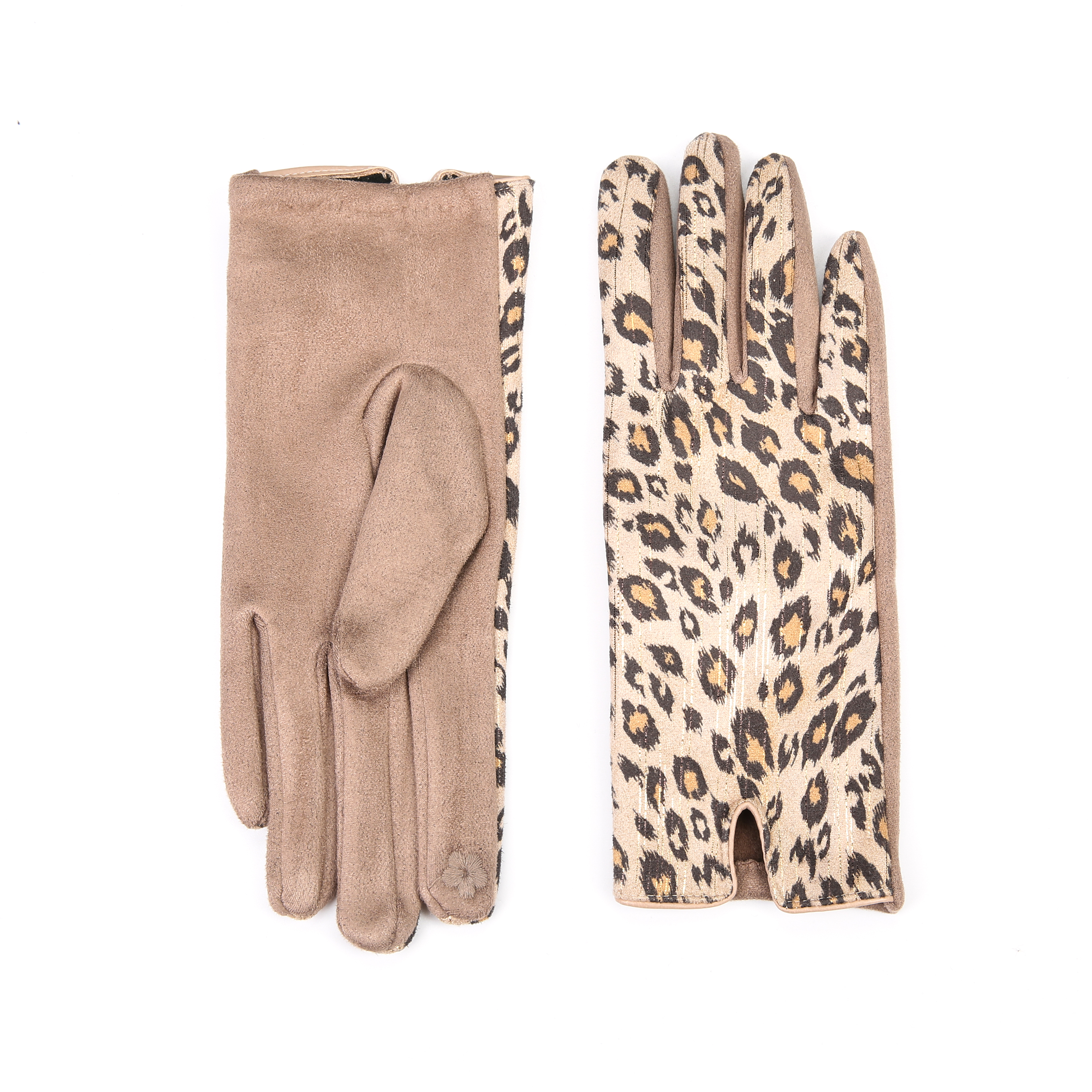 leopard handschoenen khaki